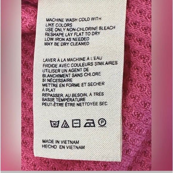 Anthropoligie Pilcro V-Neck Waffle Top, Raspberry Pink, Size Small - Picture 7 of 8